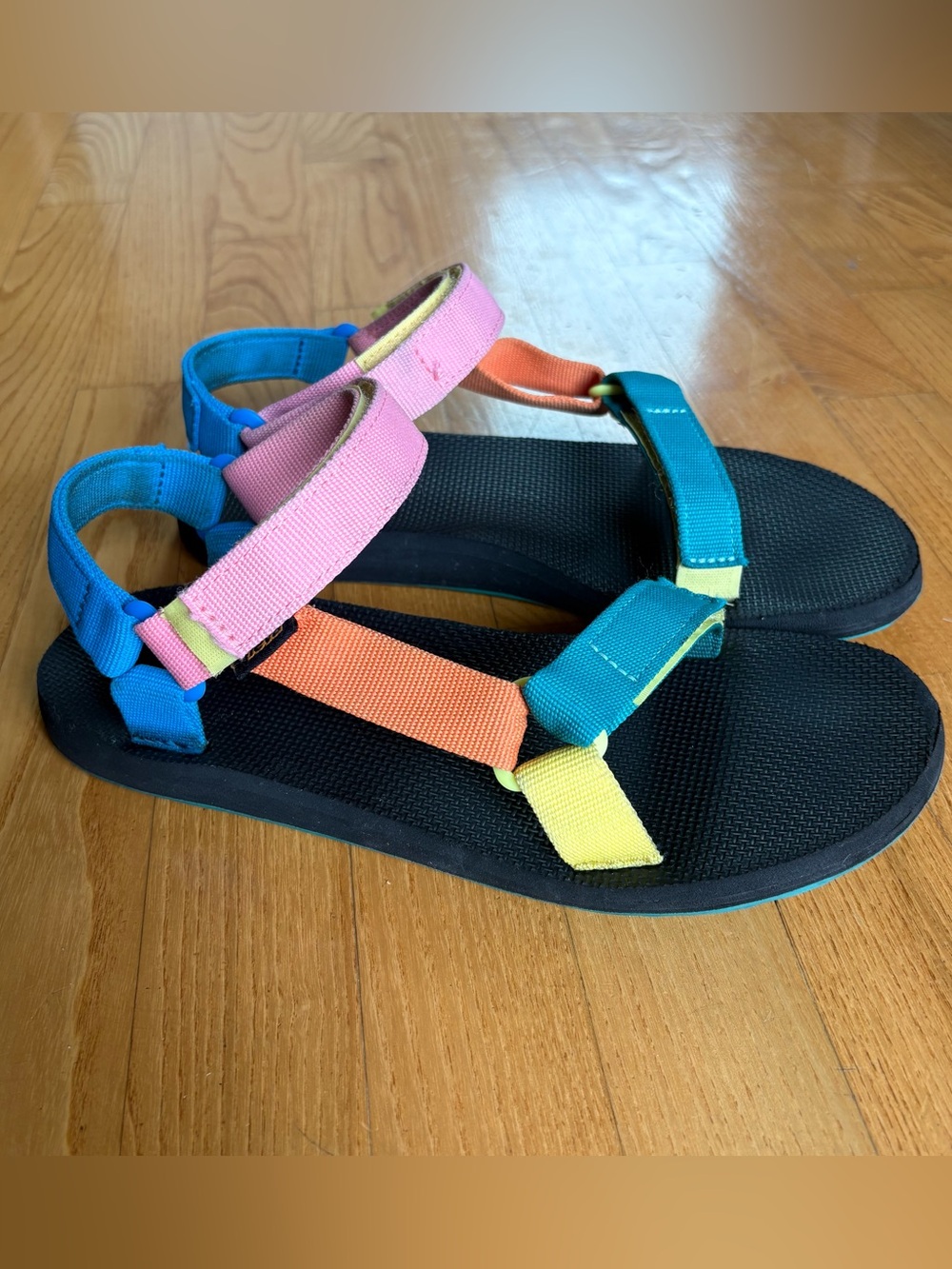 Teva Original Universal Sandals Womens 90s multi Pink Green Blue Orange Size 10
